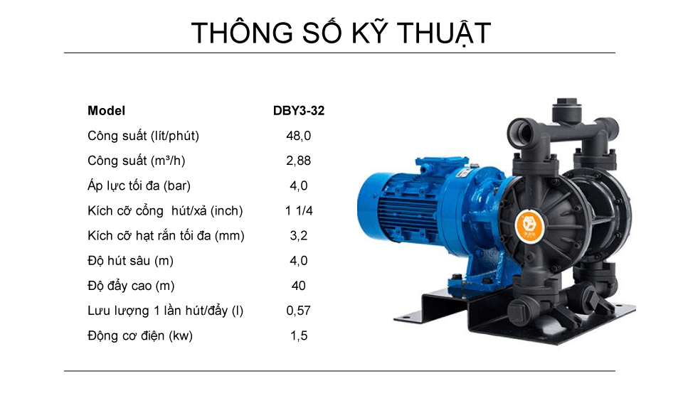 Bơm Màng Điện GODO DBY3-32 HỢP KIM NHÔM