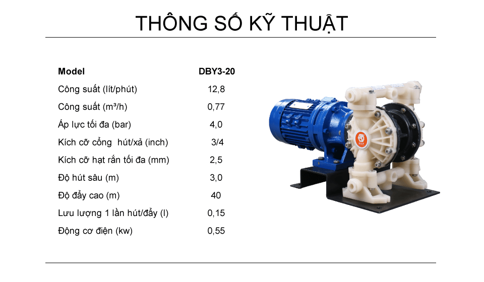 Bơm màng điện GODO DBY3-20 Teflon