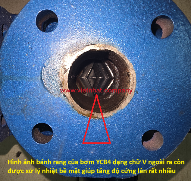 hình ảnh bánh răng ycb4 được xử lý nhiệt ở bề mặt giúp tăng độ cứng và sự mài mòn của bánh răng 