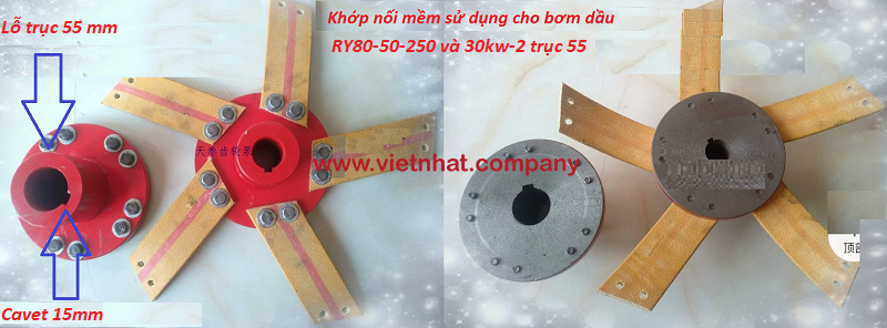 hình ảnh của khớp nối có trục 55 được lắp vào bơm dầu ry80-315