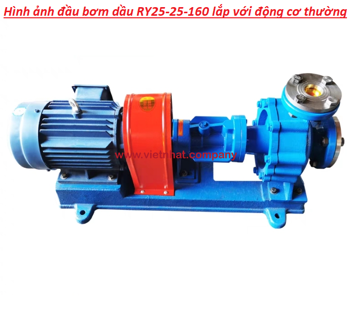 hình ảnh đầu bơm dầu ry25-25-160 lắp với động cơ thường 1.5kw-2