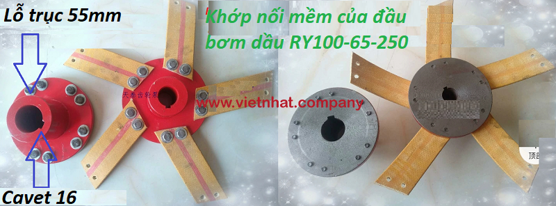 khớp nối mềm lắp đầu bơm dầu ry100-65-250 với động cơ 37kw trục 55