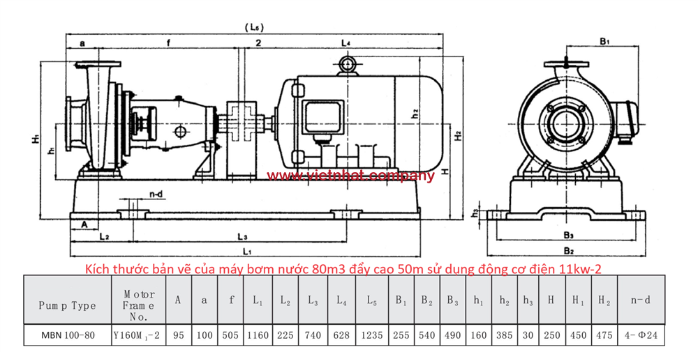 kich-thuoc-ban-ve-may-bom-nuoc-11kw-2-luu-luong-80m3-cao-50m