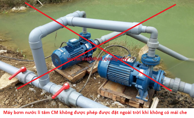 máy bơm nước cm200a không được lắp đặt khi không có mái che