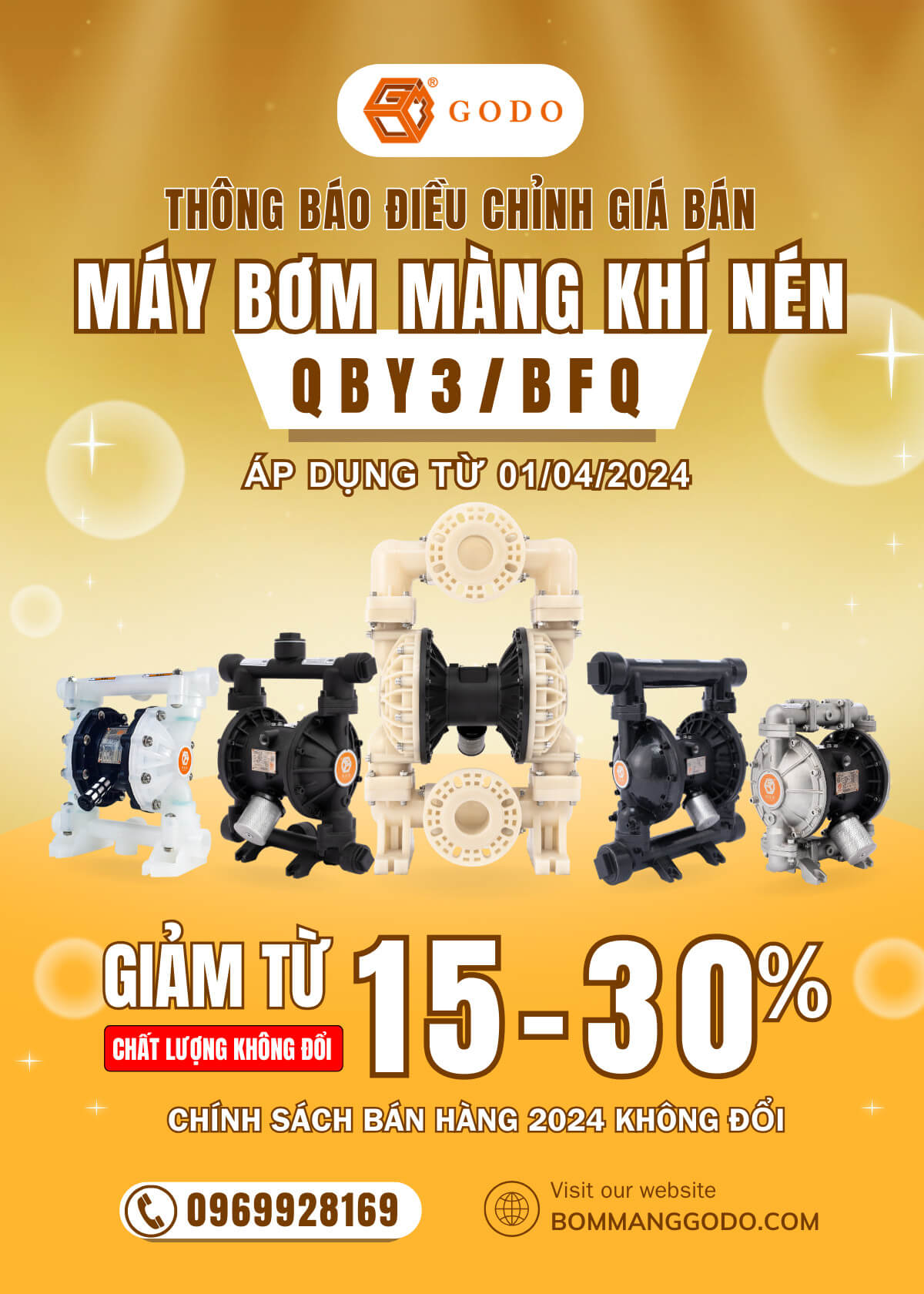 Thông báo điều chỉnh giá bán máy bơm màng khí nén