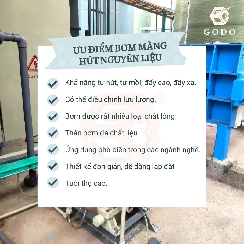 ưu điểm của máy bơm màng hút nguyên liệu