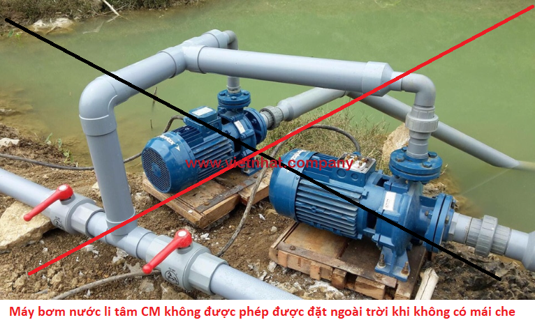 nghiêm cấm lắp đặt máy bơm cm65-160b như hình ảnh này