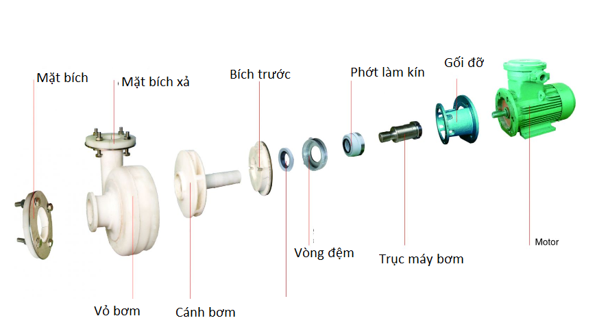 Nguyên lý vận hành máy bơm li tâm vỏ nhựa 50FSB