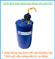 Bơm quay tay vỏ nhựa dùng để hút axit Axit Hydrochloric (HCl)