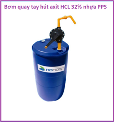 Bơm quay tay vỏ nhựa dùng để hút axit Hcl 32% dùng nhựa PPS là ổn định và tốt