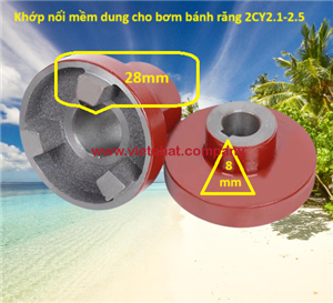 Khớp nối mềm trục 28 cavet 8 thay thế cho bơm bánh răng 2CY2.1-2.5