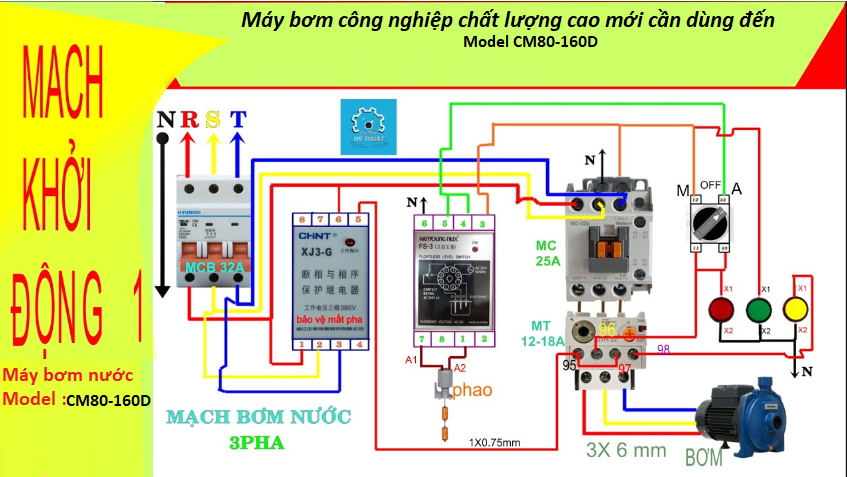 sơ đồ đấu điện của máy bơm nước cm80-160D động cơ 11kw-2