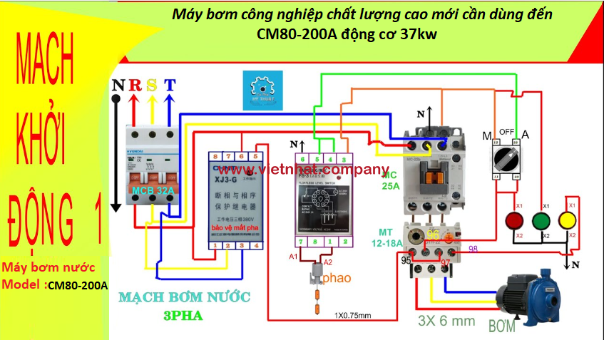 Sơ đồ đấu điện tự động và bán tự động cm80-200A