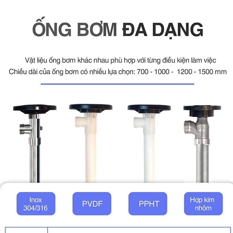 Đa dạng chất liệu thân bơm