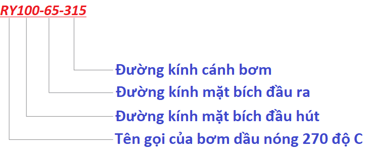 ý nghĩa các ký tự của bơm dầu truyền nhiệt RY100-65-315