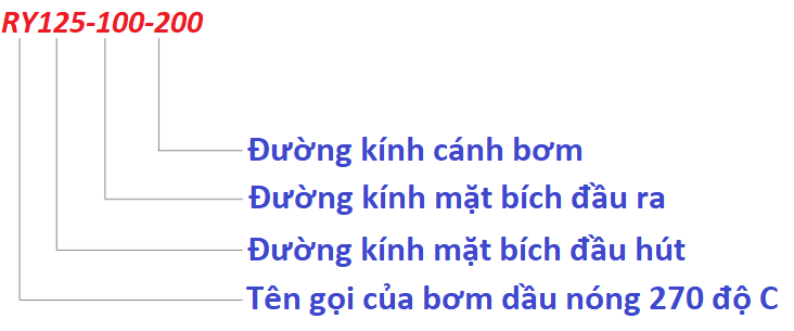 ý nghĩa các ký tự của bơm dầu truyền nhiệt RY125-100-200