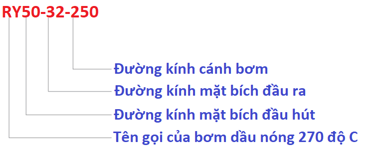 ý nghĩa ký tự trong bơm RY50-32 lưu lượng 12.5m3